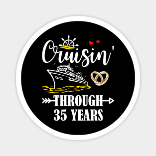 Cruising Through 35 Years Family 35th Anniversary Cruise Couple Magnet